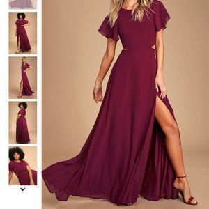 Lulu's Garden Bliss Burgundy Cutout Maxi Dress